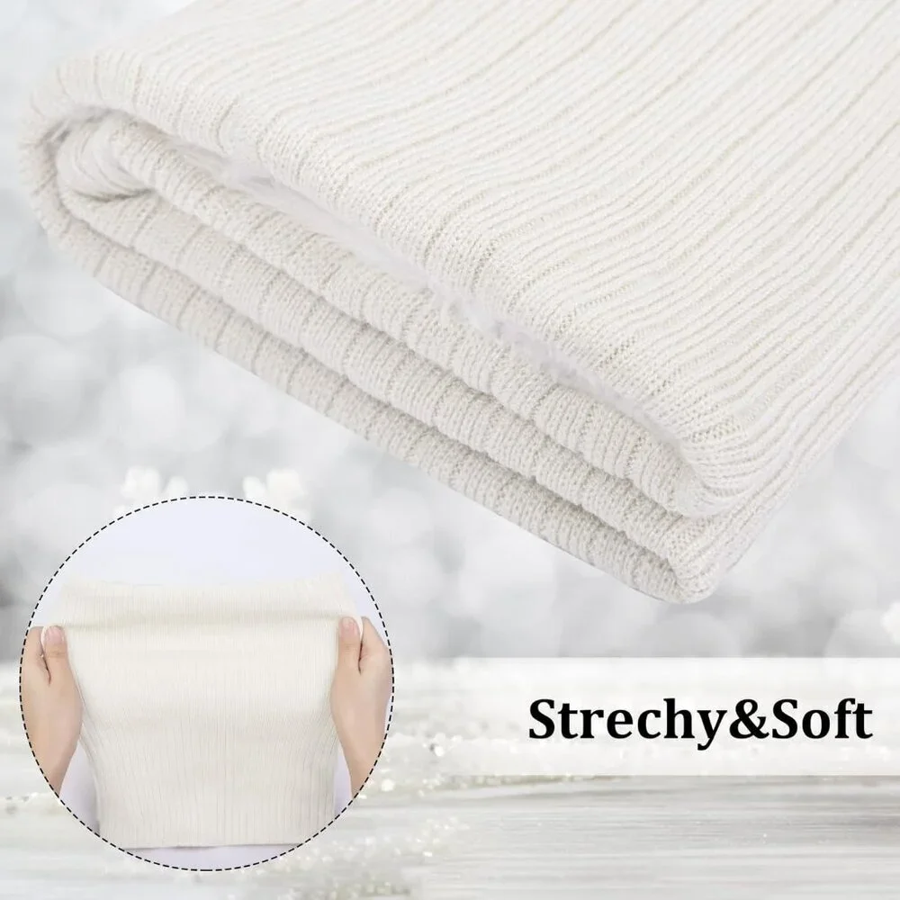Women's (black+ White)Scarf Winter Double-Layer Neck Warmer Knit Fleece 2Pack